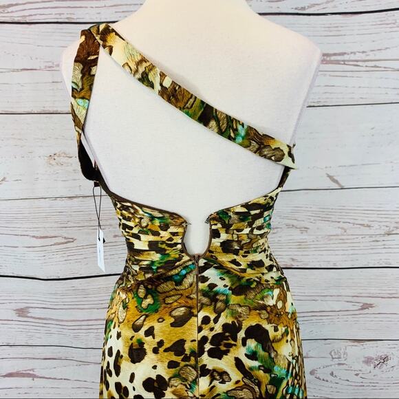 Animal print with teal beaded front slit ruched - Picture 6 of 8